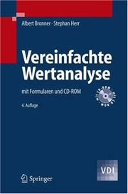 Cover of: Vereinfachte Wertanalyse: mit Formularen und CD-ROM (VDI-Buch)