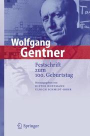 Cover of: Wolfgang Gentner: Festschrift zum 100. Geburtstag