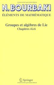 Cover of: Groupes et algèbres de Lie: Chapitres 4, 5 et 6
