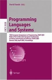 Cover of: Programming Languages and Systems: 10th European Symposium on Programming, ESOP 2001 Held as Part of the Joint European Conferences on Theory and Practice ... (Lecture Notes in Computer Science)