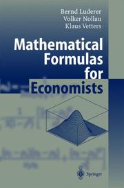 Cover of: Mathematical Formulas for Economists