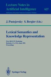 Cover of: Lexical Semantics and Knowledge Representation by 