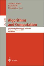 Cover of: Algorithms and Computation: Third International Symposium, ISAAC '92, Nagoya, Japan, December 16-18, 1992. Proceedings (Lecture Notes in Computer Science)