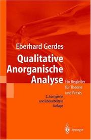 Cover of: Qualitative Anorganische Analyse by Eberhard Gerdes