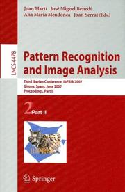 Cover of: Pattern Recognition and Image Analysis: Third Iberian Conference, IbPRIA 2007, Girona, Spain, June 6-8, 2007, Proceedings, Part II (Lecture Notes in Computer Science)