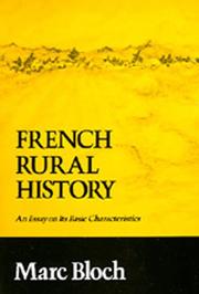 Cover of: French Rural History by Marc Bloch