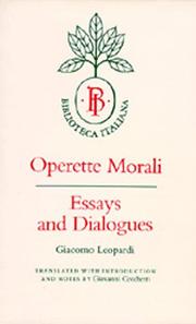 Cover of: Operette Morali by Giacomo Leopardi, Giovanni Cecchetti