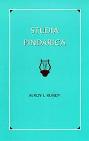 Studia Pindarica by Elroy L. Bundy