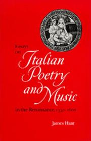 Cover of: Essays on Italian poetry and music in the Renaissance, 1350-1600