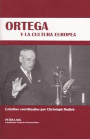 Cover of: Ortega Y La Cultura Europea: Estudios Coordinados Por Christoph Rodiek