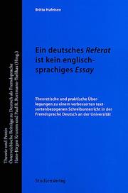 Cover of: Ein deutsches Referat ist kein englischsprachiges Essay