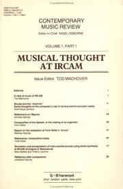 Musical Thought at IRCAM (Contemporary Music Review, Volume 1, Part 1) by Tod Machover
