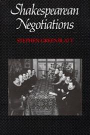 Cover of: Shakespearean Negotiations by Stephen Greenblatt