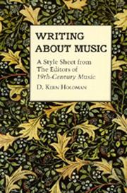 Cover of: Writing about music: a style sheet from the editors of 19th-century music