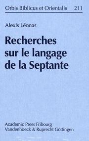 Cover of: Recherches Sur Le Langage de La Septante