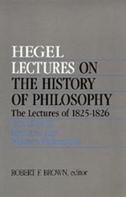 Cover of: Lectures on the history of philosophy by Georg Wilhelm Friedrich Hegel