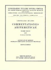 Cover of: Commentationes algebraicae ad theoriam combinationum et probabilitatum pertinentes