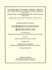 Cover of: Commentationes mechanicae ad theoriam motus punctorum pertinentes 1st part by Leonhard Euler