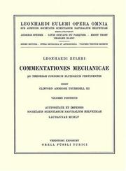 Cover of: Commentationes mechanicae ad theoriam corporum fluidorum pertinentes 2nd part