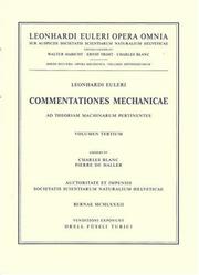 Cover of: Commentationes mechanicae ad theoriam machinarum pertinentes 1st part