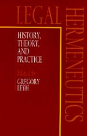 Cover of: Legal Hermeneutics | Gregory Leyh