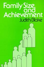 Cover of: Family Size and Achievement (Studies in Demography, No 3)