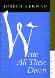Cover of: Write all these down: essays on music