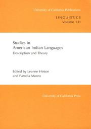 Cover of: Studies in American Indian Languages: Description and Theory (University of California Publications in Linguistics)