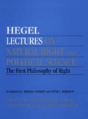 Lectures on natural right and political science by Georg Wilhelm Friedrich Hegel