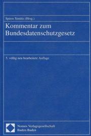 Cover of: Kommentar zum Datenschutzgesetz. Großkommentar.