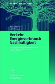 Cover of: Verkehr, Energieverbrauch, Nachhaltigkeit (Umwelt und Ökonomie)