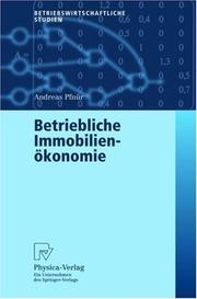 Cover of: Betriebliche Immobilienökonomie (Betriebswirtschaftliche Studien) by Andreas Pfnür