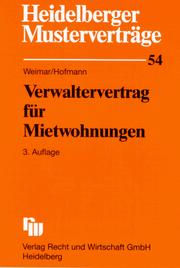 Cover of: Heidelberger Musterverträge, H.54, Verwaltervertrag von Mietwohnungen