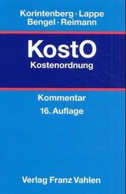 Cover of: Kostenordnung ( KostO).