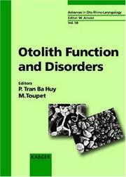 Cover of: Otolith Function and Disorders (Advances in Oto-Rhino-Laryngology)