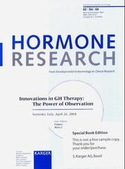 Cover of: Innovations In Gh Therapy: The Power Of Observation Sorrento, April 2004 (Supplement Issue Hormone Research 2004)