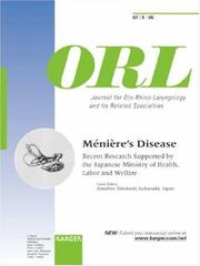 Cover of: Meniere's Disease: Recent Research Supported by the Japanese Ministry of Health, Labor And Welfare (ORL)