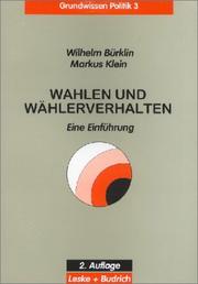 Cover of: Wahlen und Wählerverhalten. Eine Einführung.
