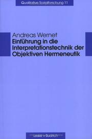 Cover of: Einführung in die Interpretationstechnik der Objektiven Hermeneutik.