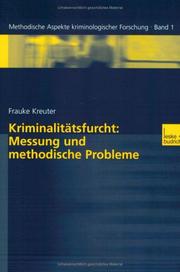 Cover of: Kriminalitätsfurcht, Messung und metrhodische Probleme