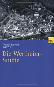 Cover of: Die Wertheim-Studie by Thomas Ellwein, Ralf Zoll