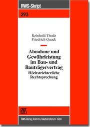 Cover of: Abnahme und Gewährleistung im Bauvertrag. by Reinhold Thode