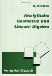 Cover of: Analytische Geometrie und Lineare Algebra.