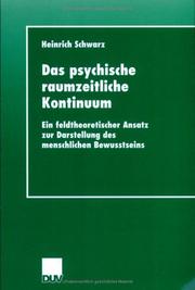 Cover of: Das psychische raumzeitliche Kontinuum.