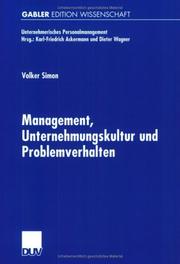 Cover of: Management, Unternehmenskultur und Problemverhalten.