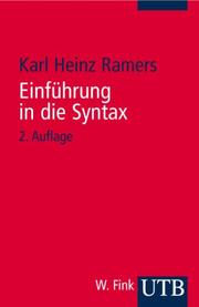 Cover of: Einführung in die Syntax. by Karl Heinz Ramers