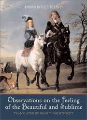 Cover of: Observations on the Feeling of the Beautiful and Sublime by Immanuel Kant