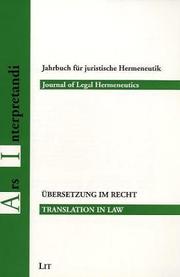 Cover of: Translation in Law (Yearbook of Legal Hermeneutics 5)