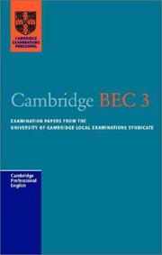 Cover of: Cambridge BEC 3 Audio Cassette: Examination Papers from the University of Cambridge Local Examinations Syndicate (Ucles)