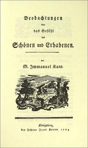 Cover of: Beobachtungen über das Gefühl des Schönen und Erhabenen by Immanuel Kant